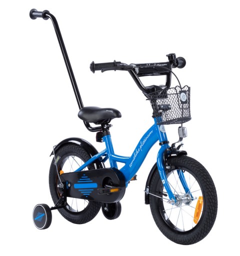 Rowerek dziecięcy 14 cali TomaBike PLATINUM z prowadnikiem | Niebieski